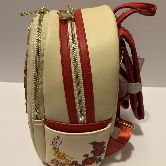 Loungefly Disney Beauty and the Beast Belle Roses Magnetic Door Mini Backpack - Picture 5 of 5